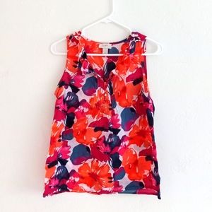 Ann Taylor Loft Sleeveless Business Casual Light Sheer Summer Tunic Tank Ruffle